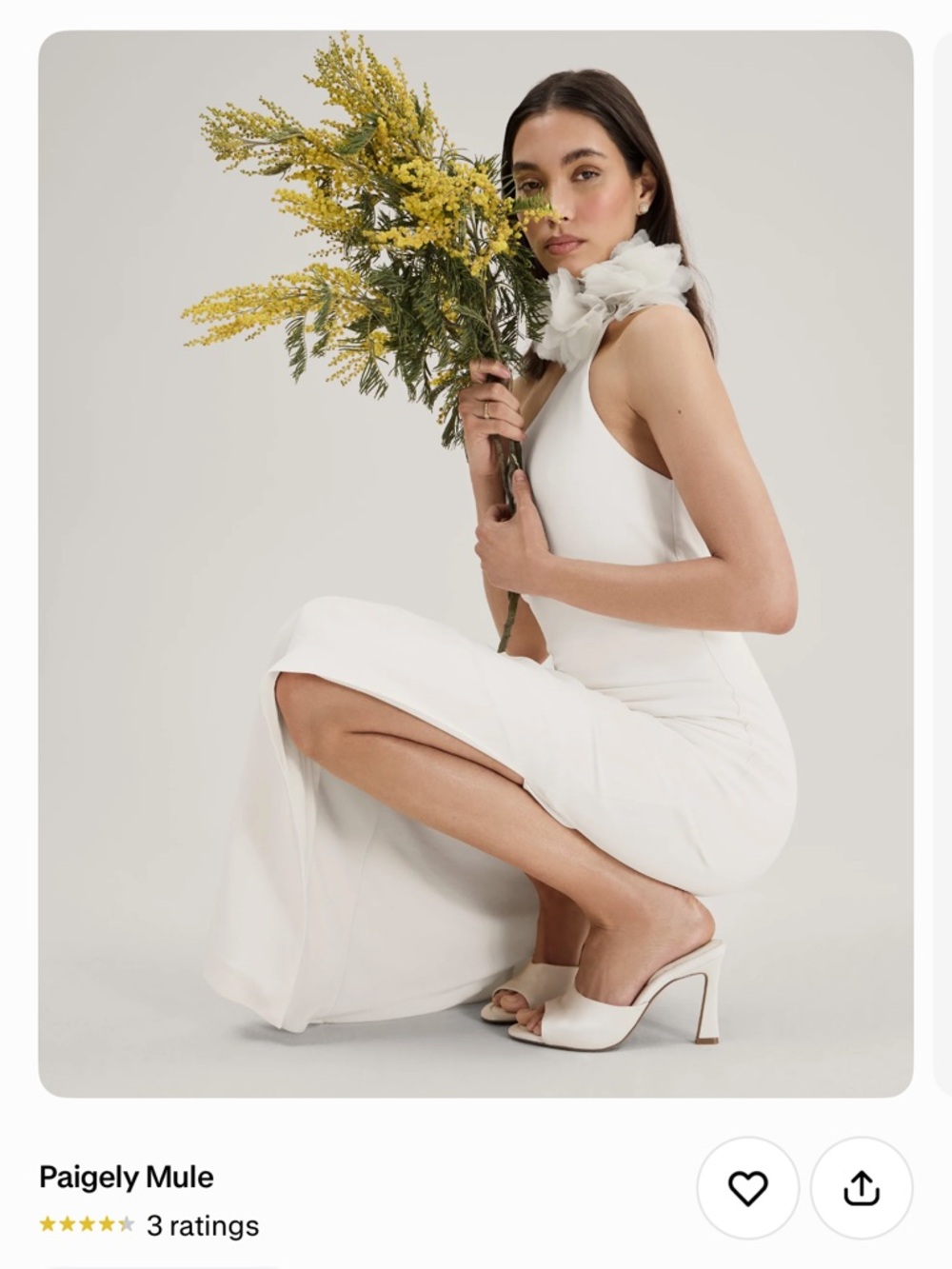 White One-Shoulder Maxi Dress with Floral Neck Detail